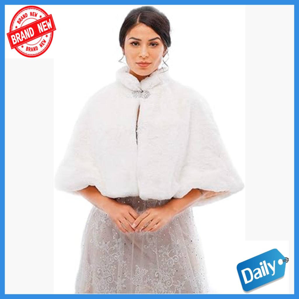 Faux Fur Shawl Wrap Bridal Stole Cape Wedding Accessory Free Size